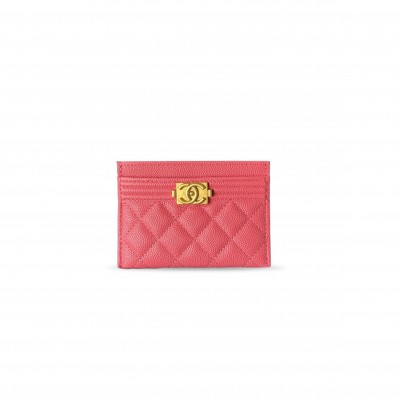 CHANEL QUILTED GRAINED CALFSKIN LEATHER BOY CARD HOLDER A84431 (11*7.5*1cm)